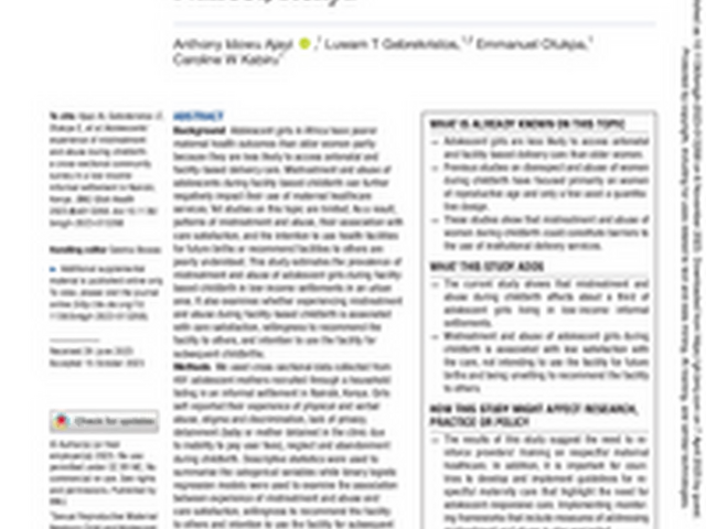 Sexual and gender-based violence resources: APHRC and Partners