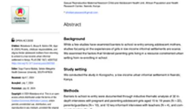 Antenatal, childbirth and post-natal care resources: APHRC and Partners