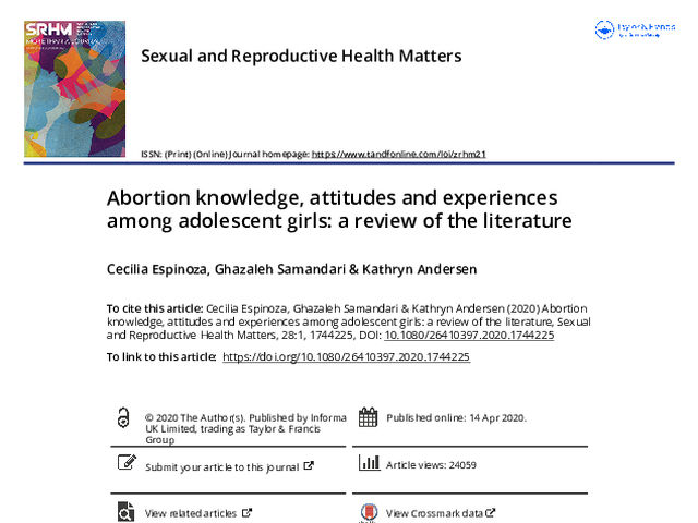 Abortion knowledge, attitudes and experiences among adolescent girls: a review of the literature