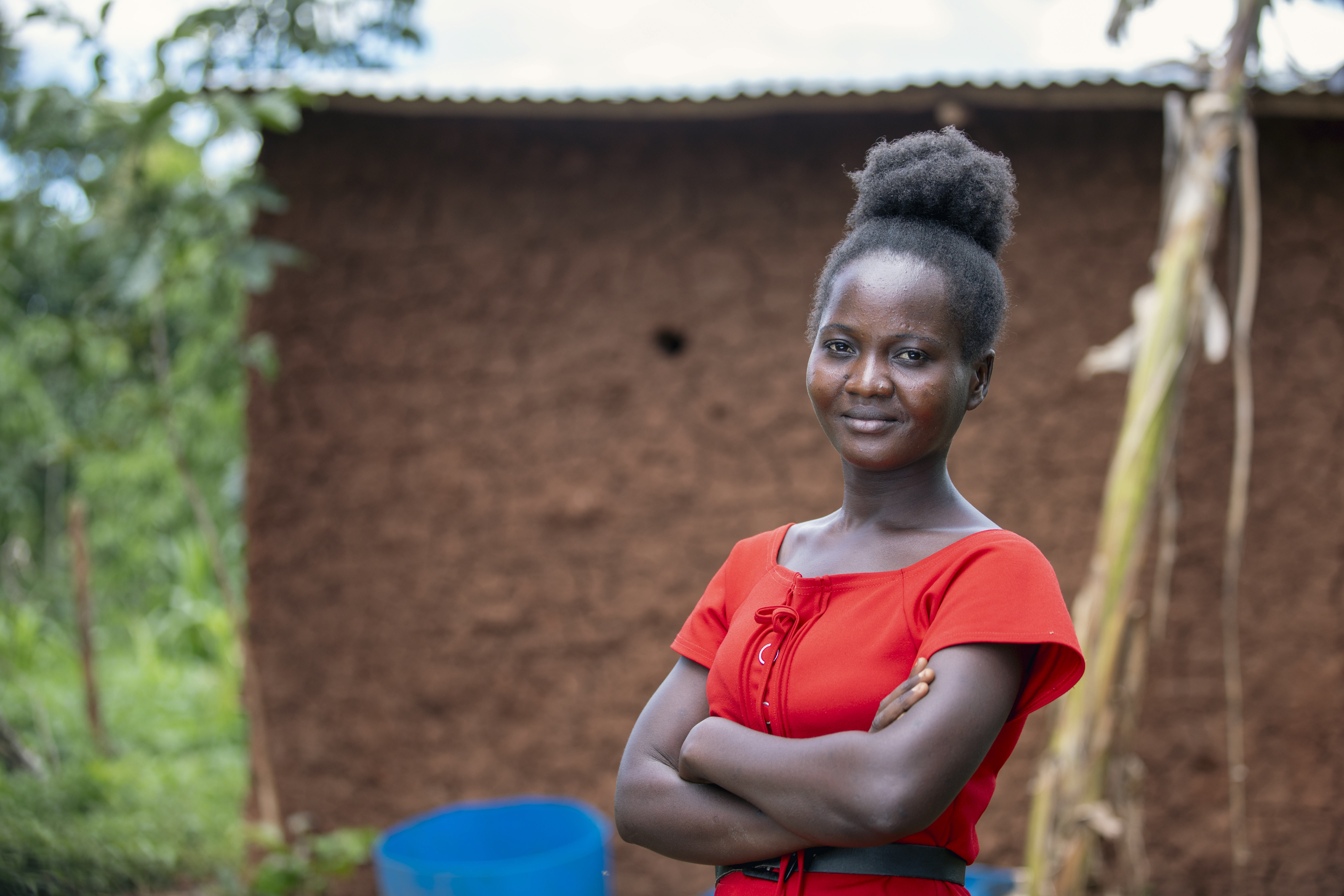 Portrait of Prossy, a peer educator under the Youth and Adolescent Peer Support (YAPS) programme, in Nankandulo Village, Magogo Sub-county, Kamuli District – 8 May 2025.